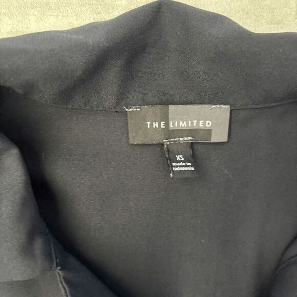 The Limited Blouse Black long Sleeve V Neck Collared Slit Sides XS Tunic Top - Picture 2 of 6